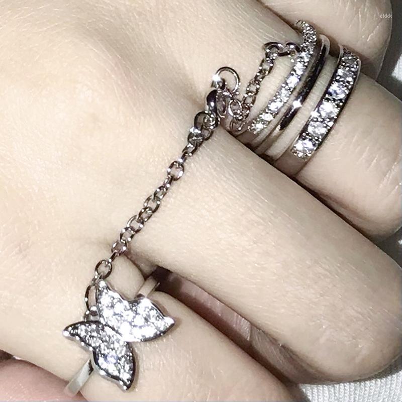 Cluster Rings Korean Punk Silver Color Crystal Butterfly Tassel For Women Girls Fashion Geometric Chain Finger Party Jewelry Gift
Cluster Rings Korean Punk Silver Color Crystal Butterfly Tassel For Women Girls Fashion Geometric Chain Finger Party Jewelry Gift