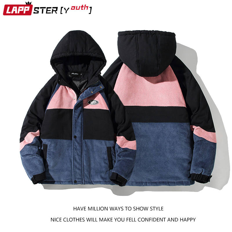 Mens Down Parkas LAPPSTERYouth Men Patchwork Hooded Corduroy Jackets Coats Winter Black Couple Vinatge Male Casual Fashion Coat 221207
Mens Down Parkas LAPPSTERYouth Men Patchwork Hooded Corduroy Jackets Coats Winter Black Couple Vinatge Male Casual Fashion Coat 221207