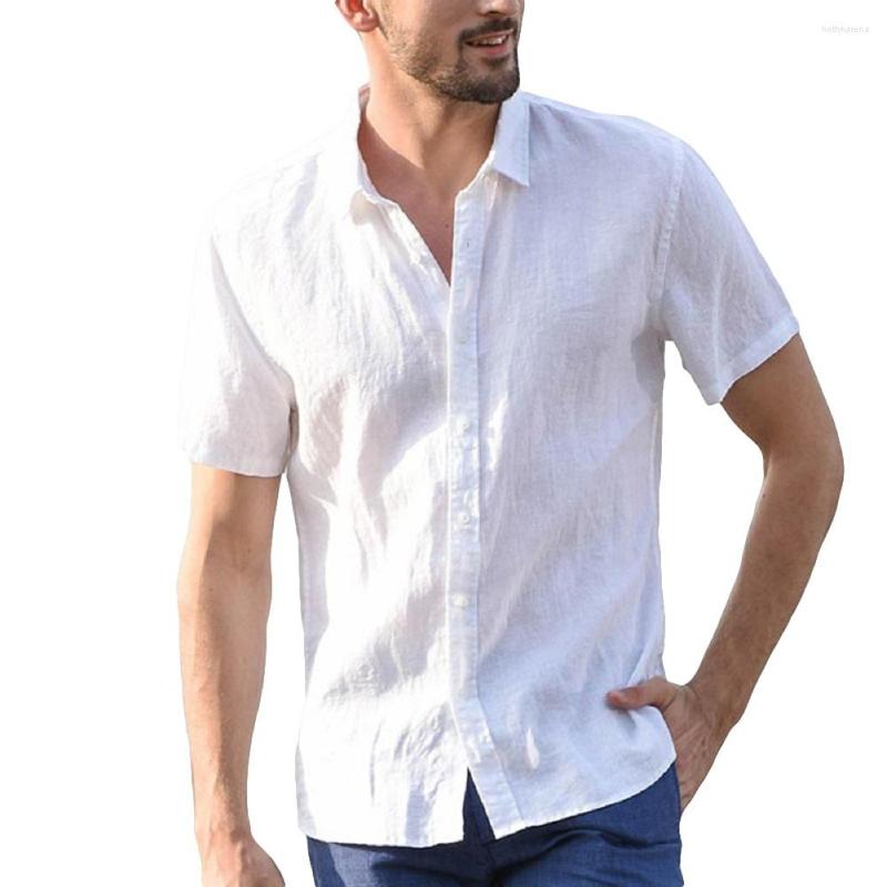 Men's Casual Shirts Plus Szie Solid Men's Cotton Daily Short Sleeve Shirt, Black