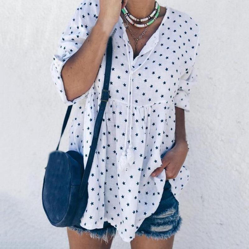 Women' Blouses & Shirts Womens Sexy V Neck Long Sleeve Print Ladies Tops Casual Women Loose Tunic Clothing Summer Stars Blusas Plus, White
Women' Blouses & Shirts Womens Sexy V Neck Long Sleeve Print Ladies Tops Casual Women Loose Tunic Clothing Summer Stars Blusas Plus, White