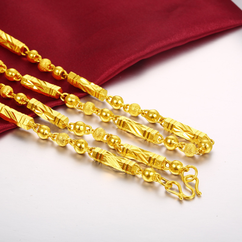Chokers Simple Male 18K Gold Necklace Hexagonal Buddha Bamboo Chain Fine Jewelry Clavicle Necklaces for Men Boyfriend Birthday Gifts 221207