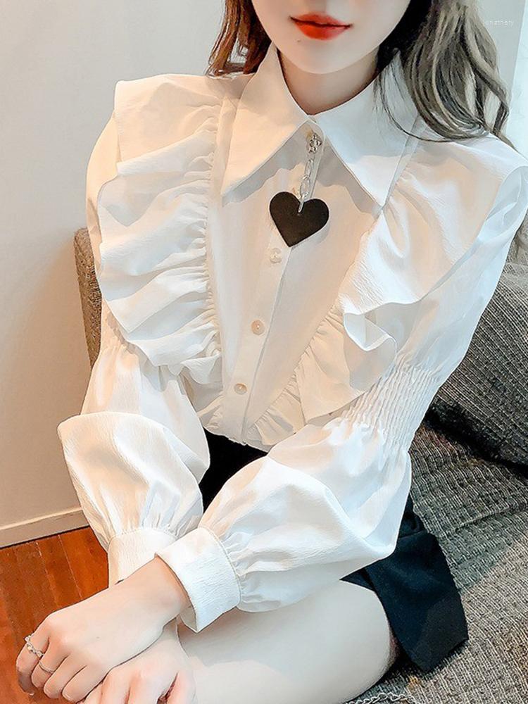 Women' Blouses Preppy Style Ruffled White Long-Sleeved Blouse For Women 2023 Spring Autumn Clothes Loose Temperament Love Button Shirt Top
Women' Blouses Preppy Style Ruffled White Long-Sleeved Blouse For Women 2023 Spring Autumn Clothes Loose Temperament Love Button Shirt Top