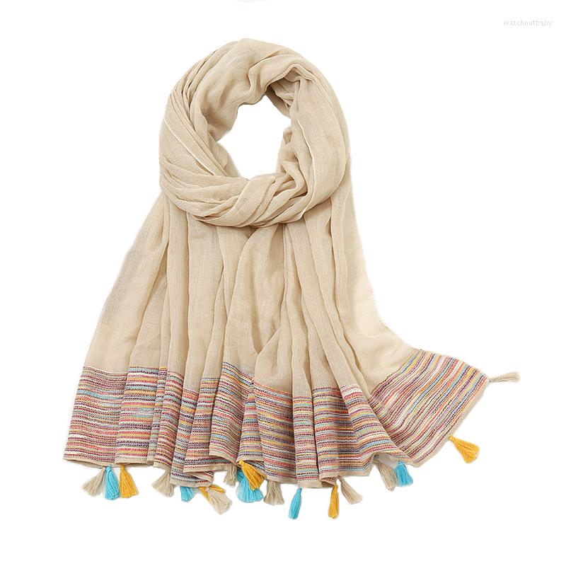 Scarves 2022 Spring Plain Tassel Scarf Shawls Long Soft Wrap Hijab