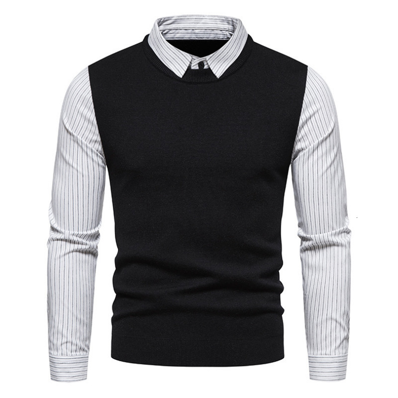Men's Sweaters Fashion Turn down Collar Pullovers Long Sleeve Spliced Outwear Breathable Formal Sweater Shirts Fake Two Tops 221207, Ym113
Men's Sweaters Fashion Turn down Collar Pullovers Long Sleeve Spliced Outwear Breathable Formal Sweater Shirts Fake Two Tops 221207, Ym113