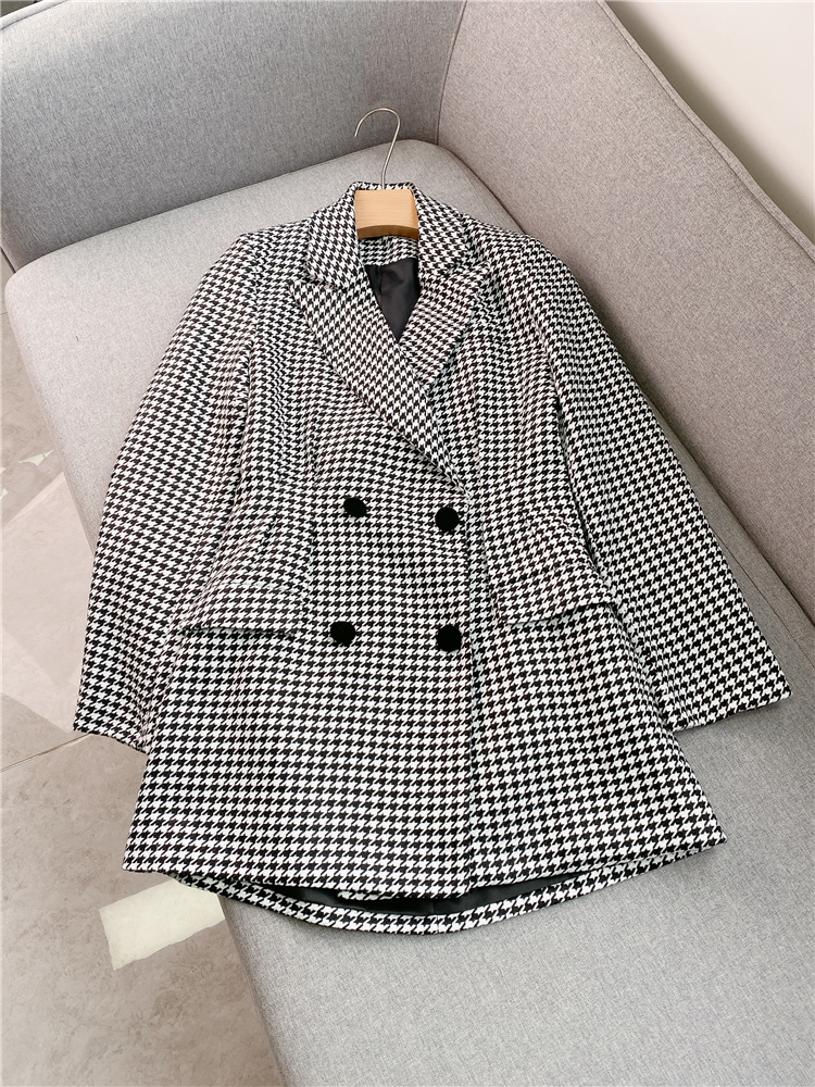 2023 Spring Black Houndstooth Blazers Dress Long Sleeve Notched-Lapel Double-Breasted Casual Dresses W2D081106, Multi
2023 Spring Black Houndstooth Blazers Dress Long Sleeve Notched-Lapel Double-Breasted Casual Dresses W2D081106, Multi
