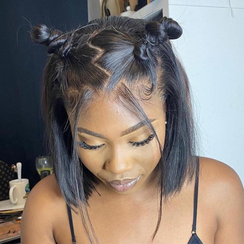 Bob Wig Lace Frontal 13x4 Straight Front Pre Plucked Bleached Knots Wigs 180% Remy 5x5 Closure For Women, Picture shown
Bob Wig Lace Frontal 13x4 Straight Front Pre Plucked Bleached Knots Wigs 180% Remy 5x5 Closure For Women, Picture shown