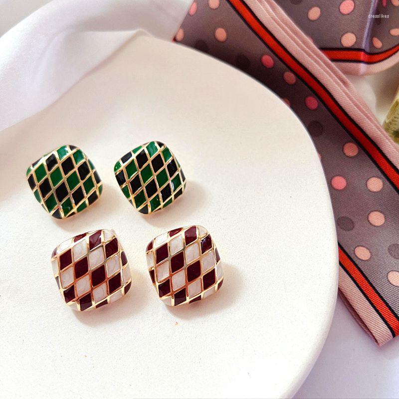 Stud Earrings 2022 Vintage Chessboard Lattice Square Oil Dripping Enamel 925 Silver Needle Exquisite Personality
Stud Earrings 2022 Vintage Chessboard Lattice Square Oil Dripping Enamel 925 Silver Needle Exquisite Personality