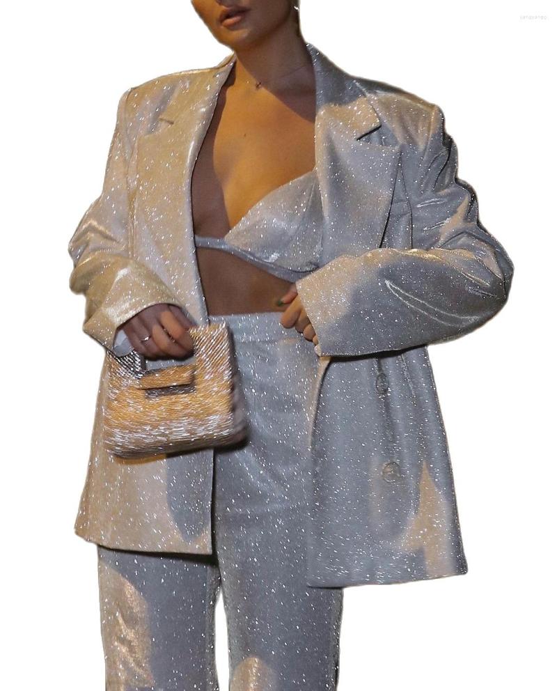 Women' Suits Shiny Bright Silk Oversized Blazer Women Sexy Club Night Party Elegant Lady Commute Thin Blazers Coats Outfits, Bra
Women' Suits Shiny Bright Silk Oversized Blazer Women Sexy Club Night Party Elegant Lady Commute Thin Blazers Coats Outfits, Bra