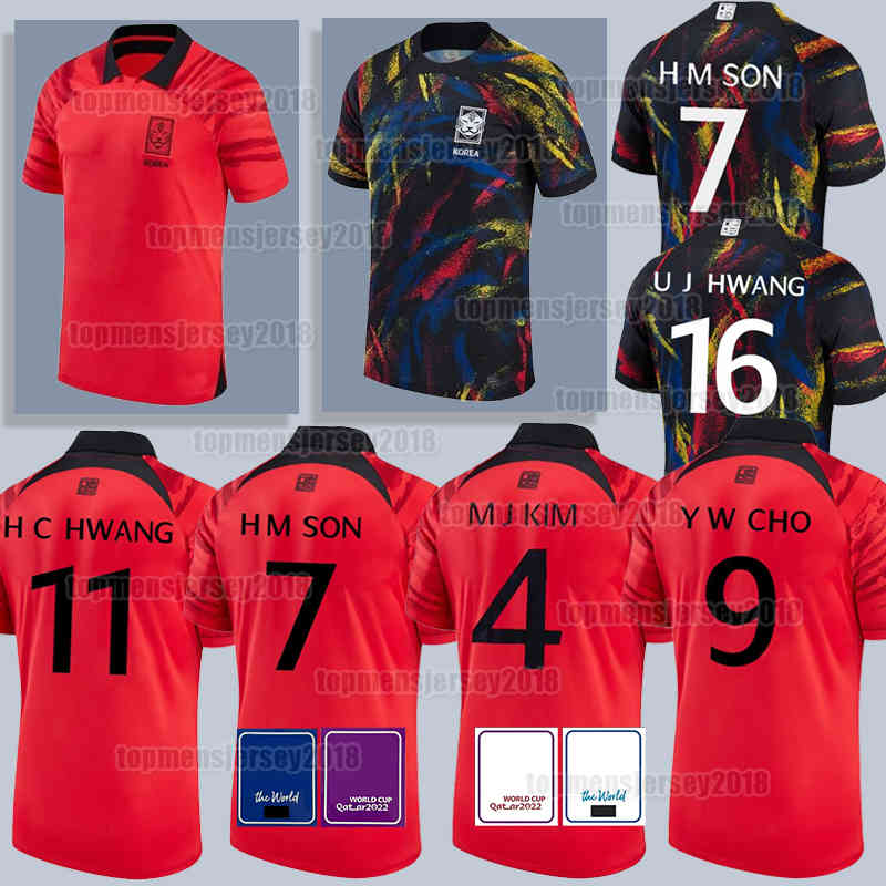 South Korea soccer jerseys 22 23 H M SON 4 M J KIM 11 H C HWANG 9 G S CHO 18 K I LEE 25 W Y JEONG SUNG KWON Jersey 2022 2023 B U S HOH YOON T SONG PAIK Football shirt uniform Mens 22 23, Men (han guo)+patch 
South Korea soccer jerseys 22 23 H M SON 4 M J KIM 11 H C HWANG 9 G S CHO 18 K I LEE 25 W Y JEONG SUNG KWON Jersey 2022 2023 B U S HOH YOON T SONG PAIK Football shirt uniform Mens 22 23, Men (han guo)+patch
