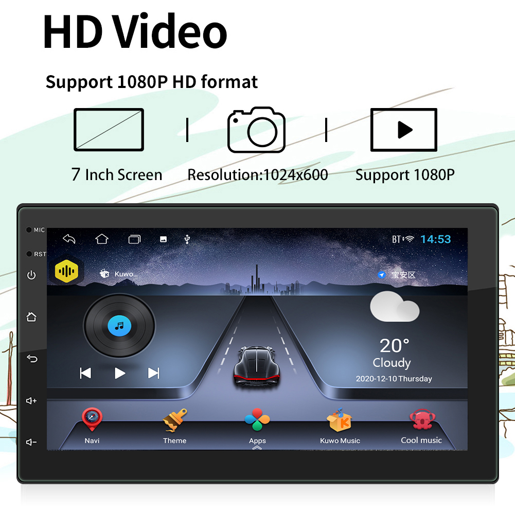 Double DIN Car Radio Head Unit Android 10.1 Quad Core Multimedia Video Player 2DIN GPS WiFi Bluetooth-compatible AUX Auto Stereo