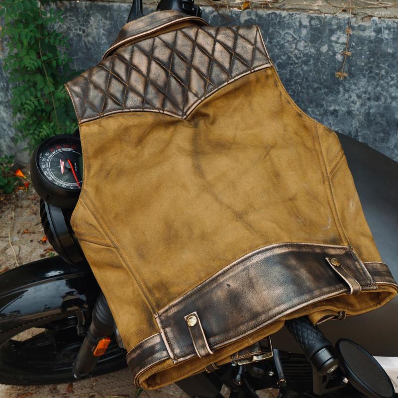 Men's Vests Luxury Vintage Heavy 22oz Canvas Men's Waterproof Cow Leather Patch Casual Vest Wasitcoat, Picture shown
Men's Vests Luxury Vintage Heavy 22oz Canvas Men's Waterproof Cow Leather Patch Casual Vest Wasitcoat, Picture shown
