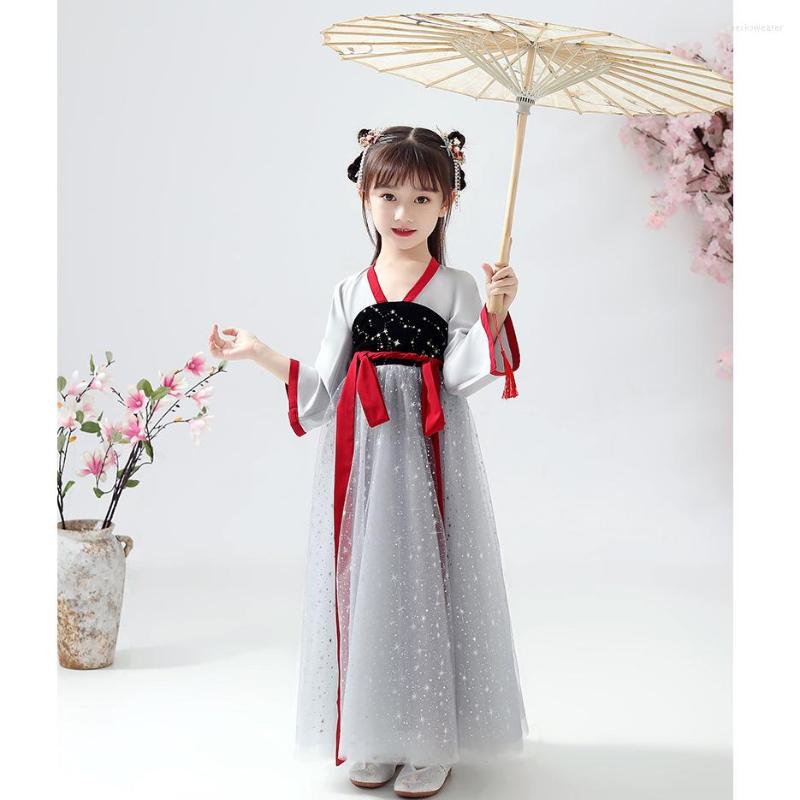 Ethnic Clothing Girls Chinese Traditional Dance Costumes Elegant Fairy Performance Hanfu Embroidery Oriental Tang Ancient Pography Dress