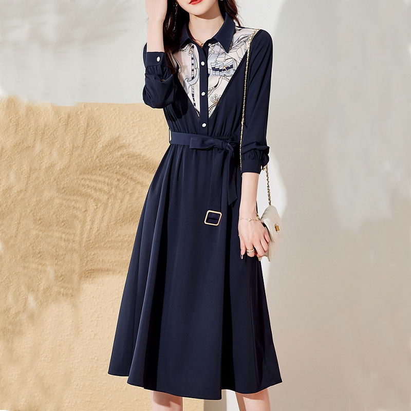 Casual Dresses Dress Spring/Summer 2023 Shirt Style Contrast Silk Scarf Splice Waist Slim Style Commuter A-line, Blue
Casual Dresses Dress Spring/Summer 2023 Shirt Style Contrast Silk Scarf Splice Waist Slim Style Commuter A-line, Blue