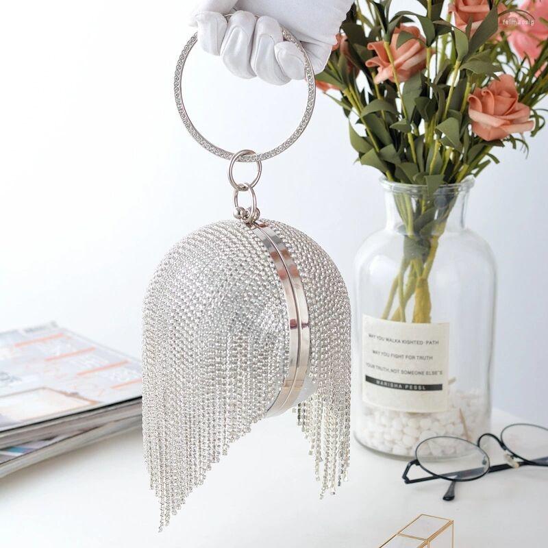 Evening Bags Diamonds Rhinestone Round Ball For Women Fashion Mini Tassels Clutch Bag Ladies Ring Handbag Clutches, Black
Evening Bags Diamonds Rhinestone Round Ball For Women Fashion Mini Tassels Clutch Bag Ladies Ring Handbag Clutches, Black