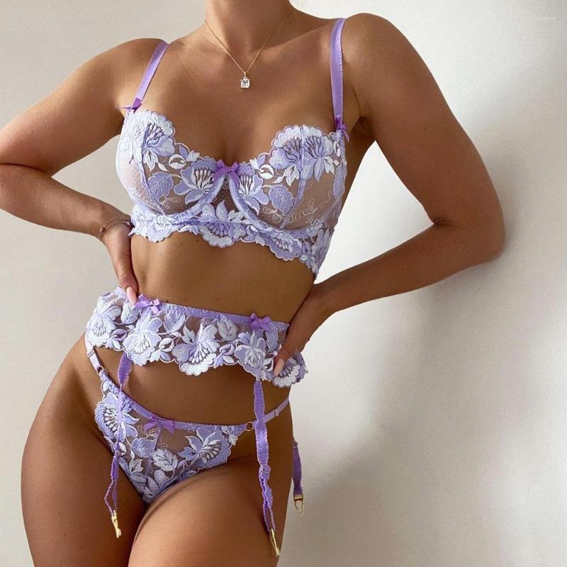 Bras Sets 3-Piece Embroidery Lace Bra Set Women Bow Underwire Panty Underwear Ladies 2 Colors Sexy Lingerie, Purple
Bras Sets 3-Piece Embroidery Lace Bra Set Women Bow Underwire Panty Underwear Ladies 2 Colors Sexy Lingerie, Purple