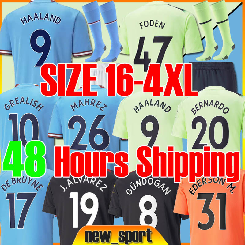 4XL 22 23 HAALAND Soccer Jerseys FODEN GREALISH DE BRUYNE MAHREZ 2022 2023 Fans Player version Short sleeve jersey EDERSON M. Football Shirt Men Kids Uniforms 48 hours, 22 23 away patch 
4XL 22 23 HAALAND Soccer Jerseys FODEN GREALISH DE BRUYNE MAHREZ 2022 2023 Fans Player version Short sleeve jersey EDERSON M. Football Shirt Men Kids Uniforms 48 hours, 22 23 away patch