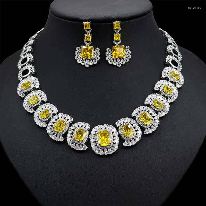 Necklace Earrings Set HIBRIDE Luxury Square Shape Yellow Color Cubic Zirconia For Women Bridal Jewelry Dubai Nigeria Wedding N-824, Picture shown
Necklace Earrings Set HIBRIDE Luxury Square Shape Yellow Color Cubic Zirconia For Women Bridal Jewelry Dubai Nigeria Wedding N-824, Picture shown