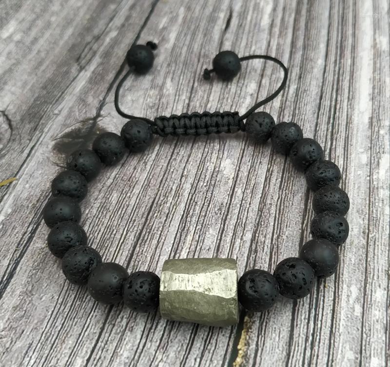 Strand YA4040 Natural Pyrite Stone Lava Beads Knot Cord Bracelet Adjustable 
Strand YA4040 Natural Pyrite Stone Lava Beads Knot Cord Bracelet Adjustable
