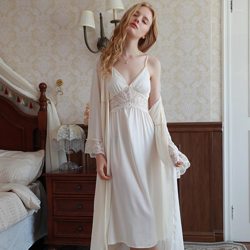 Women' Sleepwear French Sexy Hollow-out Lace Decorated Spaghetti Strap Dress Long Sleeves Sleeping Robe Women Pajamas, Cream apricot
Women' Sleepwear French Sexy Hollow-out Lace Decorated Spaghetti Strap Dress Long Sleeves Sleeping Robe Women Pajamas, Cream apricot