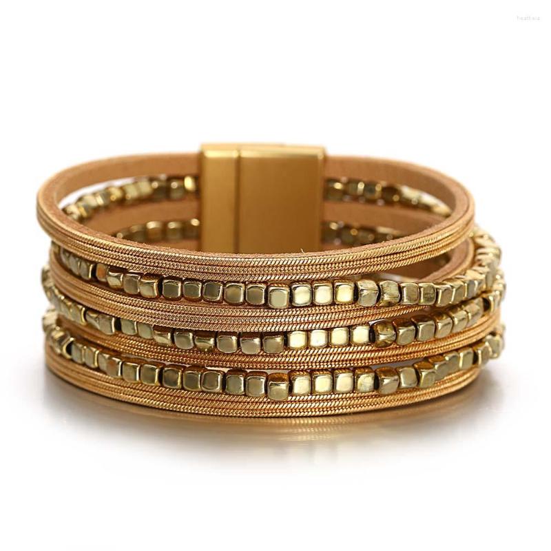 Charm Bracelets Amorcome Trendy Mixed Color Metal Square Beads Bracelet Link Chain Paved Leather Wrap For Women Girls Jewelry
Charm Bracelets Amorcome Trendy Mixed Color Metal Square Beads Bracelet Link Chain Paved Leather Wrap For Women Girls Jewelry