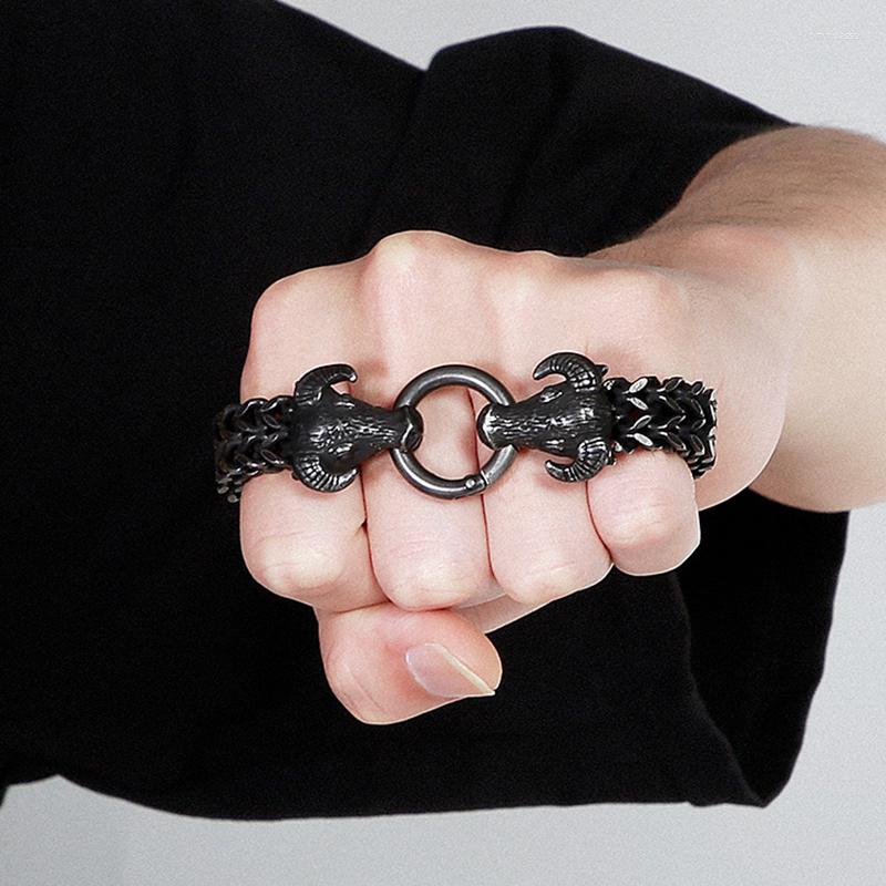 Link Bracelets Gothic Double Bull Head Bracelet For Men Masculine 13MM Franco Curb Chain Men's Man With Gift Bag Drop
Link Bracelets Gothic Double Bull Head Bracelet For Men Masculine 13MM Franco Curb Chain Men's Man With Gift Bag Drop