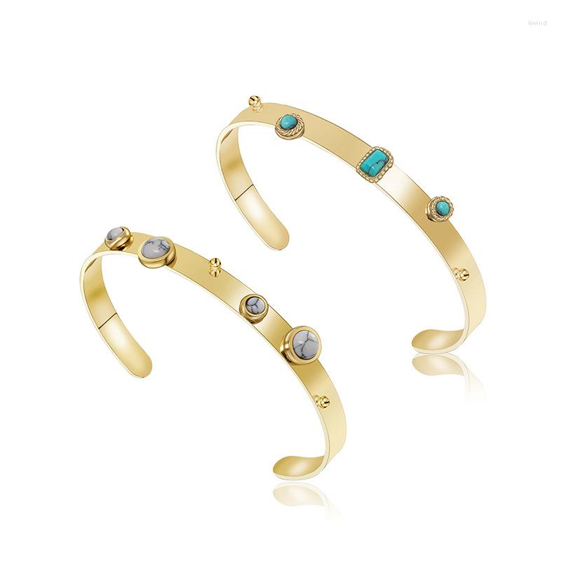 Bangle 14K Plated Genuine Gold In Furnace Natural Stone Bracelet C-shaped Opening Simple Adjustable Titanium Steel Women
Bangle 14K Plated Genuine Gold In Furnace Natural Stone Bracelet C-shaped Opening Simple Adjustable Titanium Steel Women