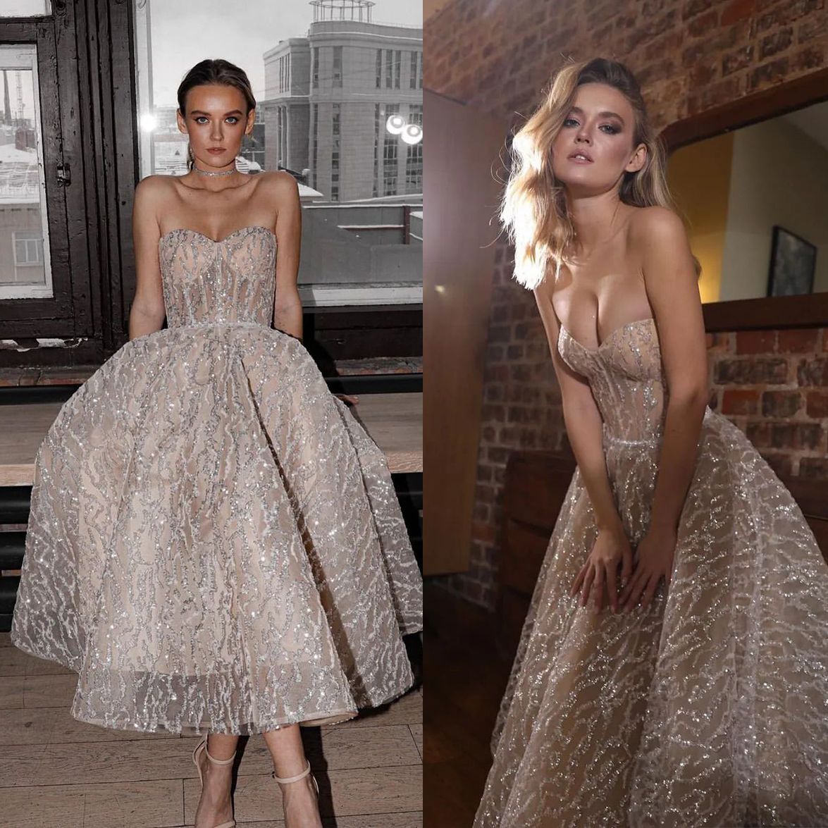 Simple Sweetheart Wedding Dress Custom Made Elegant Illusion Strapless Ankle Length Lace Up Back Church Bridal Dresses, Khaki
Simple Sweetheart Wedding Dress Custom Made Elegant Illusion Strapless Ankle Length Lace Up Back Church Bridal Dresses, Khaki