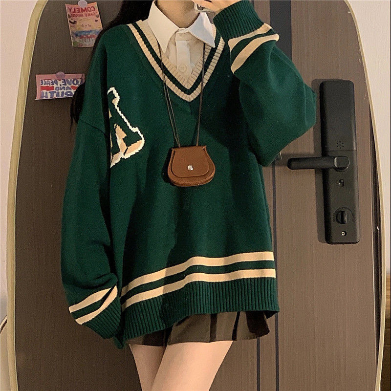 Women's Sweaters HOUZHOU Harajuku Sweater Women Y2k Preppy Style Vintage Jumpers Ladies V neck Oversized Streetwear Chic Pullover Casual Korean 221207, Green
Women's Sweaters HOUZHOU Harajuku Sweater Women Y2k Preppy Style Vintage Jumpers Ladies V neck Oversized Streetwear Chic Pullover Casual Korean 221207, Green