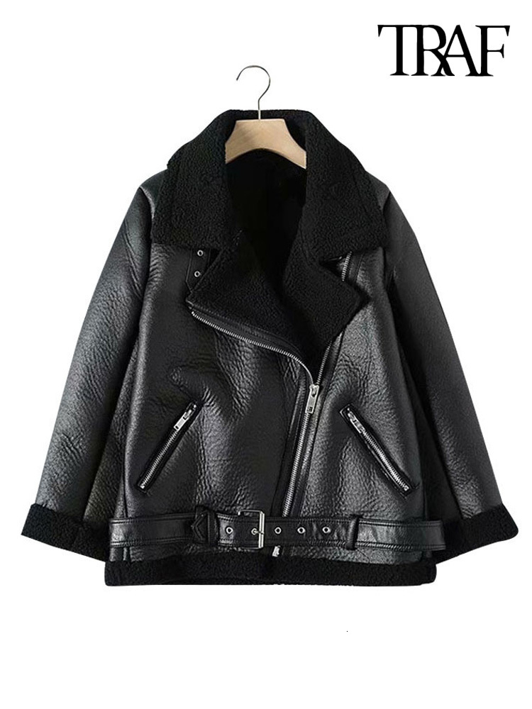 Women's Jackets TRAF Women Fashion Thick Warm Winter Fur Faux Leather Oversized Jacket Coat Vintage Long Sleeve Female Outerwear Chic Tops 221207, Black
Women's Jackets TRAF Women Fashion Thick Warm Winter Fur Faux Leather Oversized Jacket Coat Vintage Long Sleeve Female Outerwear Chic Tops 221207, Black