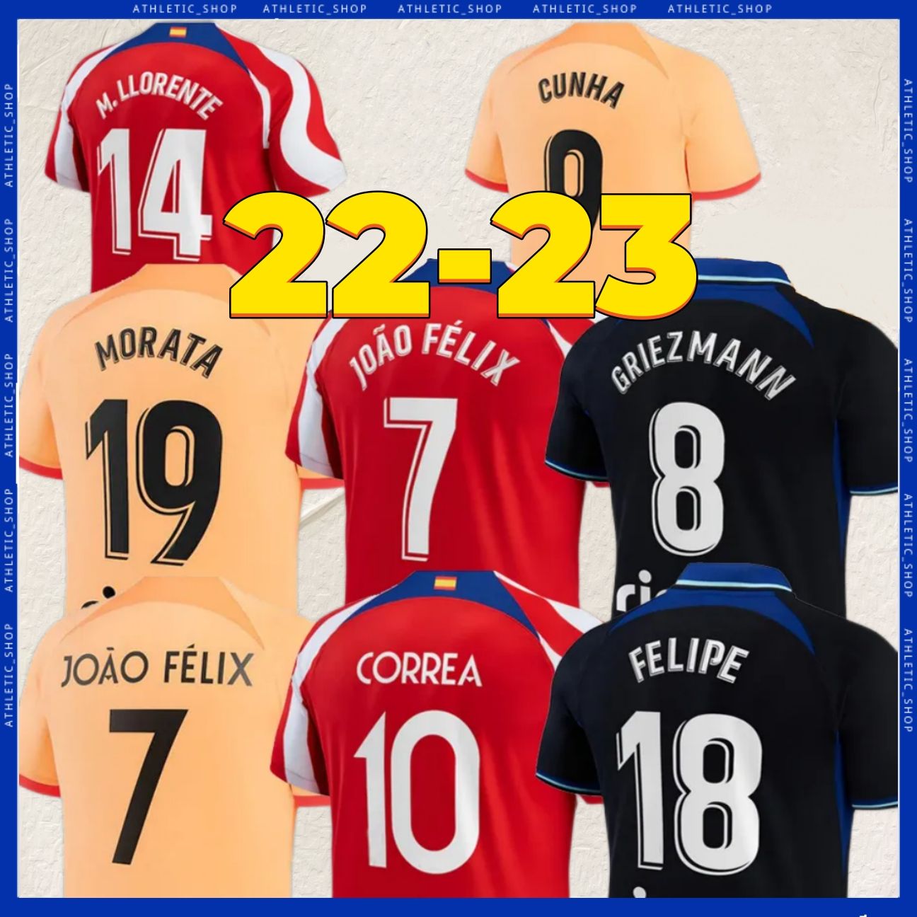 22 23 JOAO FELIX home soccer jerseys Atletico M. LLORENTE camiseta football shirts uniforms away kids kit GRIEZMANN R. DE PAUL Cunha CARRASCO
22 23 JOAO FELIX home soccer jerseys Atletico M. LLORENTE camiseta football shirts uniforms away kids kit GRIEZMANN R. DE PAUL Cunha CARRASCO