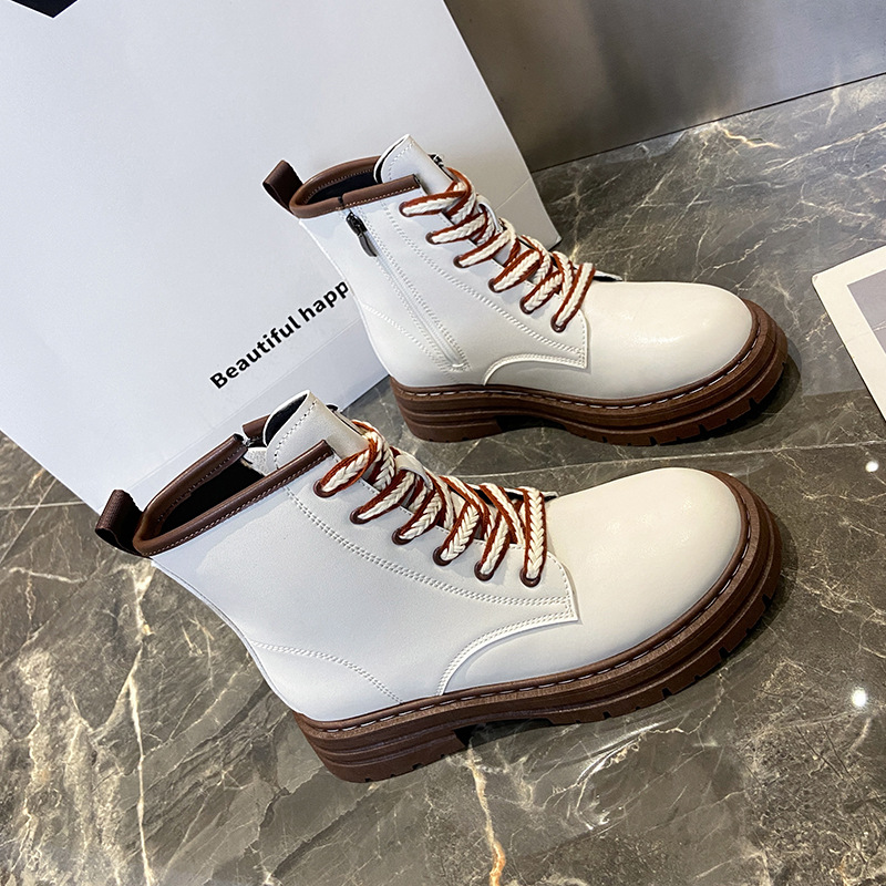 Thick soled Martin Boots Women's British Style 2022 Autumn and Winter New Style Heavy Heel Retro Network Red Short Boots, White
Thick soled Martin Boots Women's British Style 2022 Autumn and Winter New Style Heavy Heel Retro Network Red Short Boots, White