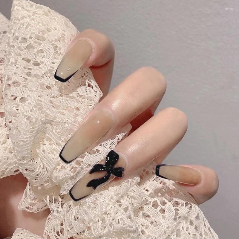 False Nails 24pcs Black Bow Nail Patch Glue Type Removable Long Paragraph Fashion Manicure Save Time TEEA889, White
False Nails 24pcs Black Bow Nail Patch Glue Type Removable Long Paragraph Fashion Manicure Save Time TEEA889, White