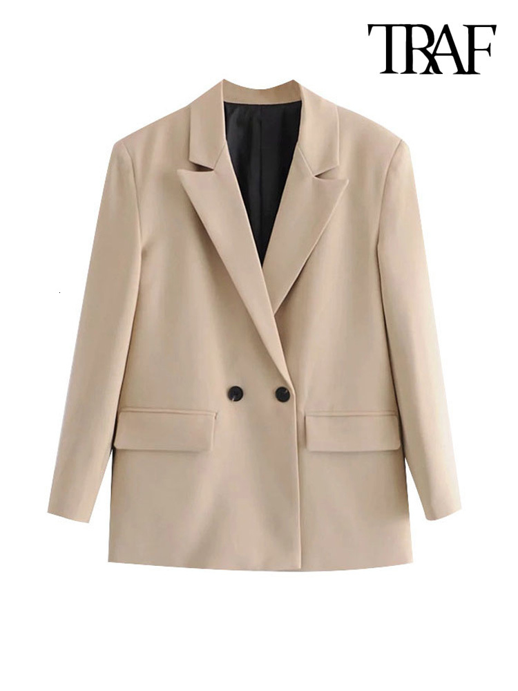 Women's Suits Blazers TRAF Women Fashion Double Breasted Loose Fitting Blazer Coat Vintage Long Sleeve Pockets Female Outerwear Chic Tops 221207, Green
Women's Suits Blazers TRAF Women Fashion Double Breasted Loose Fitting Blazer Coat Vintage Long Sleeve Pockets Female Outerwear Chic Tops 221207, Green