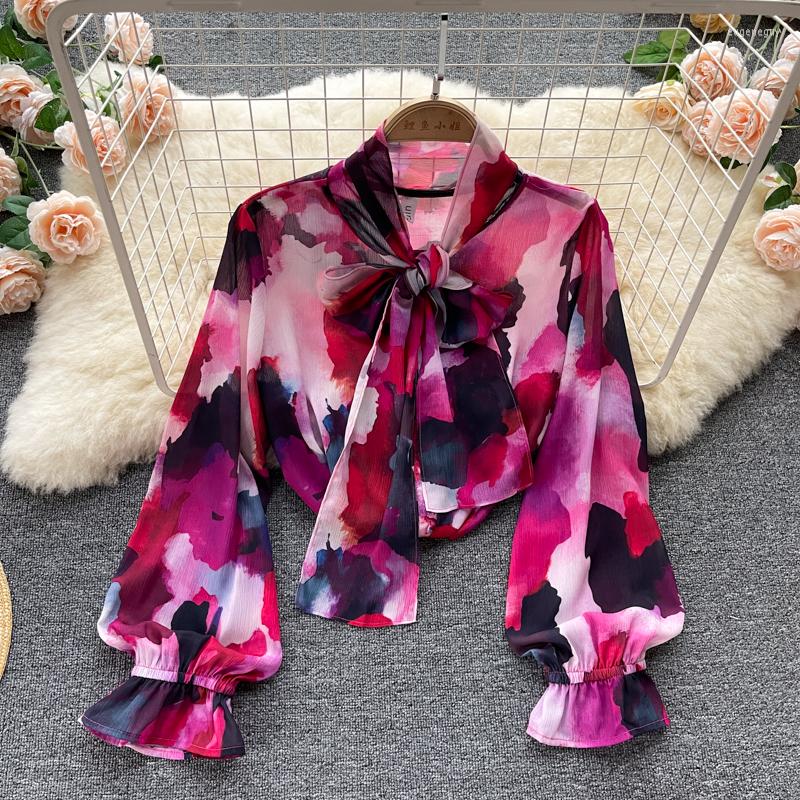 Women' Blouses Blusas Mujer Fashion Elegant Irregular Tie Dye Shirt Autumn Women' Puff Long Sleeve Lace-Up Bow Single-Breasted, Picture color
Women' Blouses Blusas Mujer Fashion Elegant Irregular Tie Dye Shirt Autumn Women' Puff Long Sleeve Lace-Up Bow Single-Breasted, Picture color