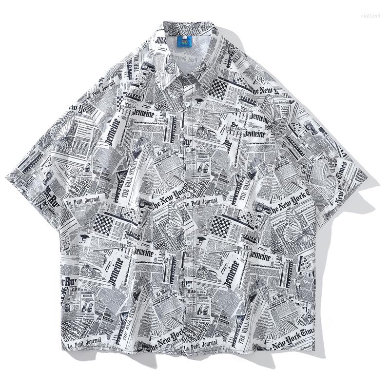 Men's Casual Shirts 2022 Hip Hop Streetwear Hawaiian Shirt Vintage Spaper Letter Full Print Short Sleeve Summer Harajuku Camisas, Blue
Men's Casual Shirts 2022 Hip Hop Streetwear Hawaiian Shirt Vintage Spaper Letter Full Print Short Sleeve Summer Harajuku Camisas, Blue