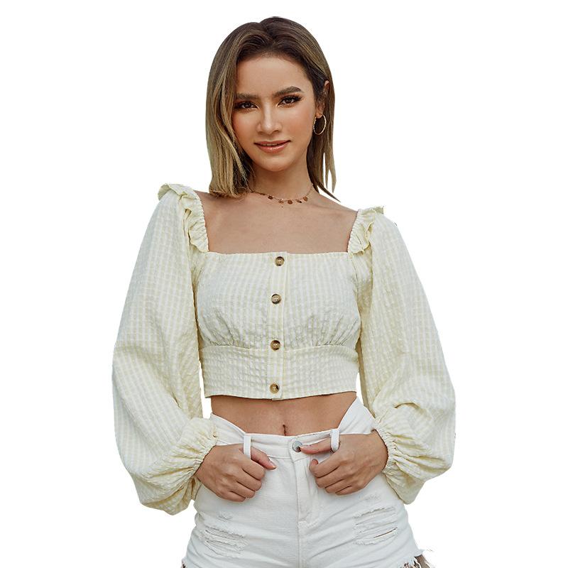 Women' Blouses & Shirts European American Summer Fresh Sweet Long Sleeve Chiffon Shirt Trend Fashion Square Collar Wood Ear Edge Short Crop, Beige
Women' Blouses & Shirts European American Summer Fresh Sweet Long Sleeve Chiffon Shirt Trend Fashion Square Collar Wood Ear Edge Short Crop, Beige