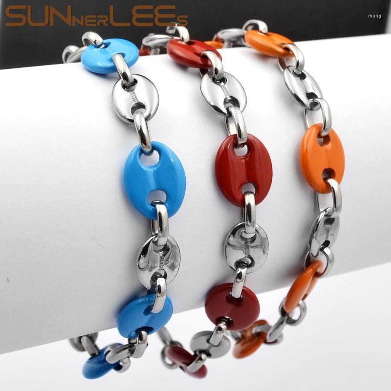 Link Bracelets SUNNERLEES Fashion Jewelry Stainless Steel Bracelet 10mm Coffee Beans Chain For Men Women SC105 B
Link Bracelets SUNNERLEES Fashion Jewelry Stainless Steel Bracelet 10mm Coffee Beans Chain For Men Women SC105 B