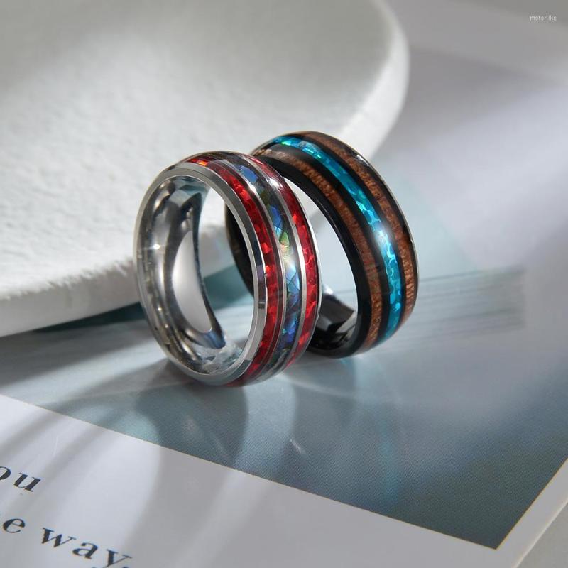 Cluster Rings Black 8mm Stainless Steel Fill Red Fire Imitation Opal Rainbow Abalone Shell Inlay Ring Gifts For Men Wedding Bands Jewelry
Cluster Rings Black 8mm Stainless Steel Fill Red Fire Imitation Opal Rainbow Abalone Shell Inlay Ring Gifts For Men Wedding Bands Jewelry