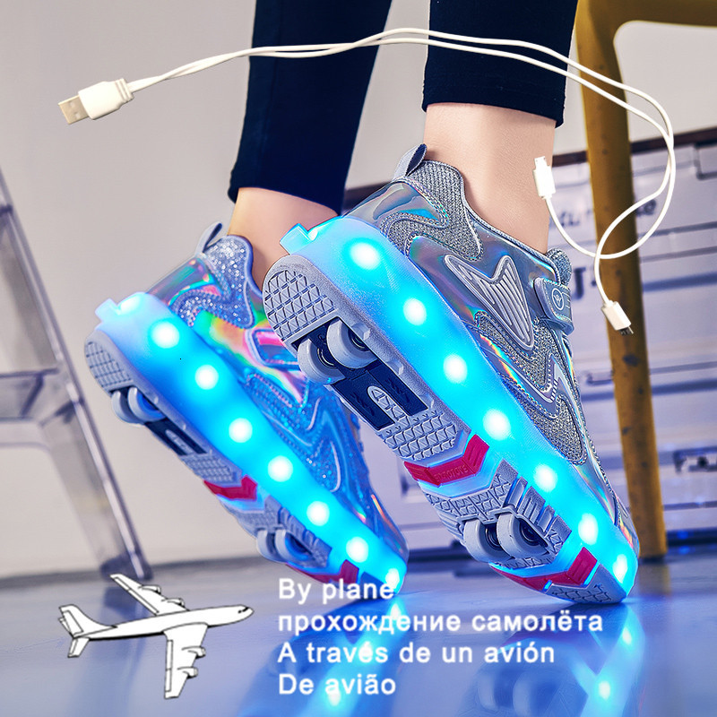 Sneakers Children Four Wheels Luminous Glowing Black Pink Led Light Roller Skate Shoes Kids Boys Girls USB Charging 43 221207, 659 black
Sneakers Children Four Wheels Luminous Glowing Black Pink Led Light Roller Skate Shoes Kids Boys Girls USB Charging 43 221207, 659 black