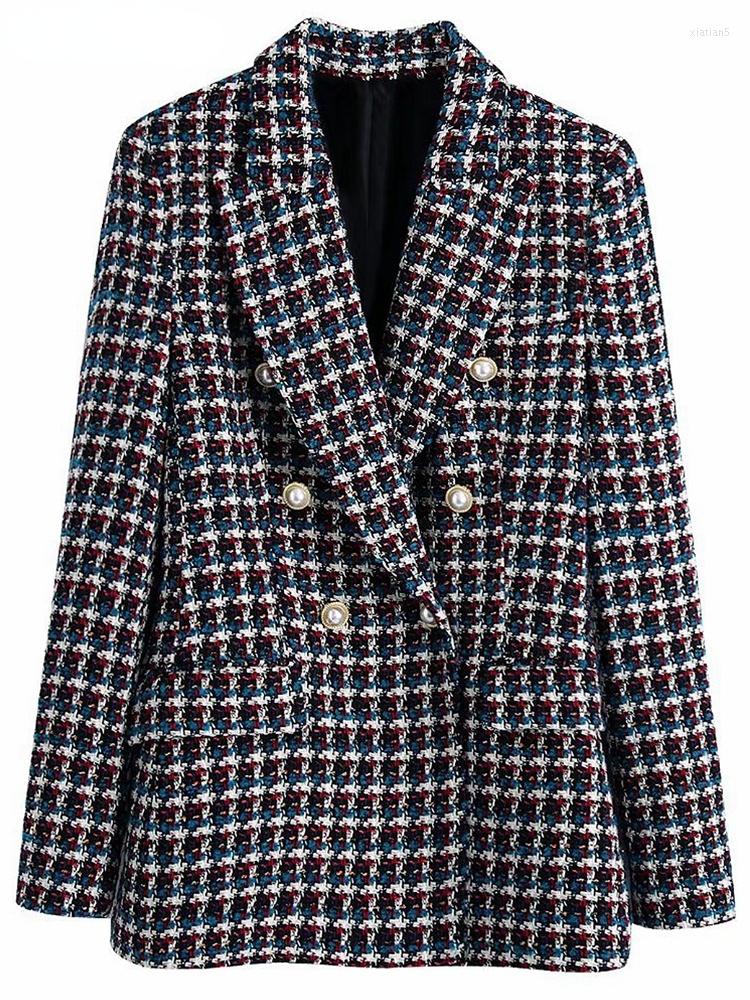 Women's Suits Women Thick Tweed Double Breasted Blazer Coat Vintage Long Sleeve Office Lady Female Outerwear BE449, Multi
Women's Suits Women Thick Tweed Double Breasted Blazer Coat Vintage Long Sleeve Office Lady Female Outerwear BE449, Multi