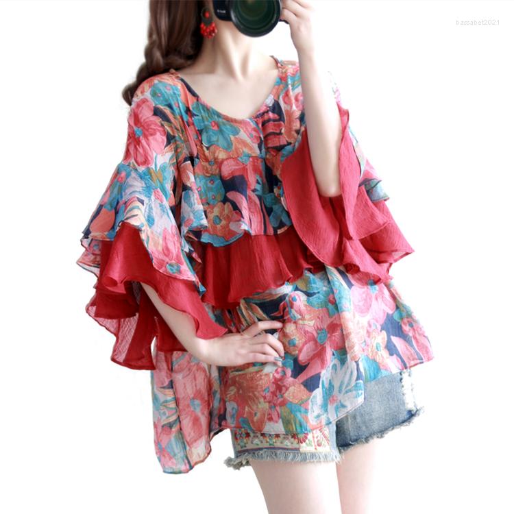 Women's Blouses Bohemian Ethnic Style Loose Wide Flare Sleeve Women Shirt Forest Mori Girl Flower Print Cotton Linen Chiffon Blouse, Pic color
Women's Blouses Bohemian Ethnic Style Loose Wide Flare Sleeve Women Shirt Forest Mori Girl Flower Print Cotton Linen Chiffon Blouse, Pic color