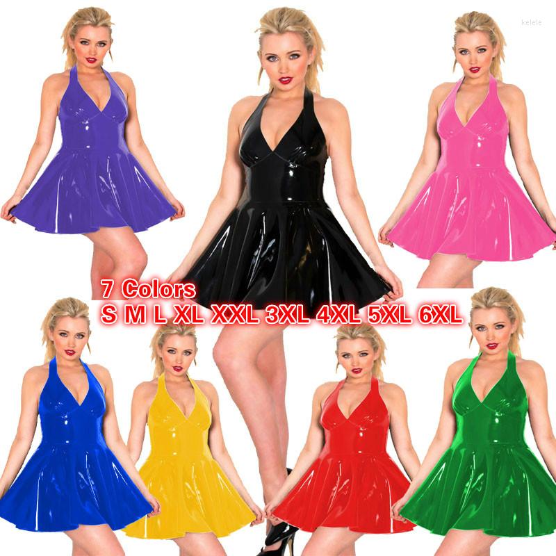 Casual Dresses Deep V-neck PVC Mini Dress Backless Women Shiny Party Cosplay Clubwear Gothic Sleeveless Vestido Sexy A-line Pleated, Black
Casual Dresses Deep V-neck PVC Mini Dress Backless Women Shiny Party Cosplay Clubwear Gothic Sleeveless Vestido Sexy A-line Pleated, Black