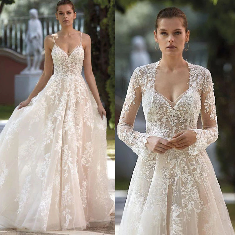 Vestido De Novia 2022 A-Line Cloak Wedding Dress Luxurious 3D Lace Applique V-neck Regular Spaghetti Bride Dress, Ivory
Vestido De Novia 2022 A-Line Cloak Wedding Dress Luxurious 3D Lace Applique V-neck Regular Spaghetti Bride Dress, Ivory