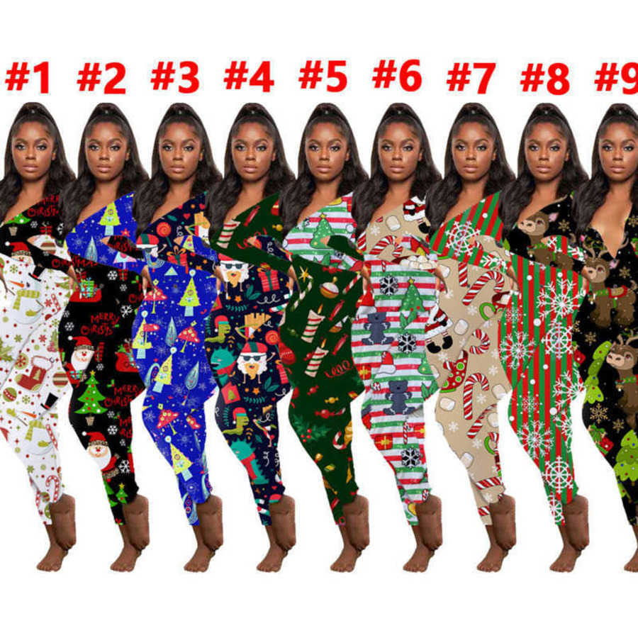 Women Jumpsuits Slim Sexy Home Wear Christmas Pajamas Printed V-neck Long Sleeve Pants Ladies New Tight Rompers 9 Colours, White -1
Women Jumpsuits Slim Sexy Home Wear Christmas Pajamas Printed V-neck Long Sleeve Pants Ladies New Tight Rompers 9 Colours, White -1