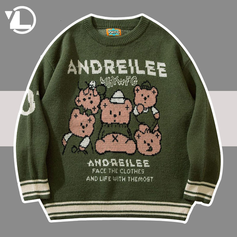 Men's Sweaters Kawaii Bear Knitted Jumper Men Women Autumn Winter Oversized Hip Hop Pullover Male Japan Harajuku Streetwear Cute 221207, Green
Men's Sweaters Kawaii Bear Knitted Jumper Men Women Autumn Winter Oversized Hip Hop Pullover Male Japan Harajuku Streetwear Cute 221207, Green