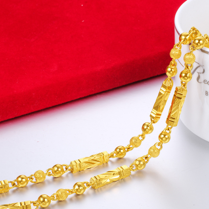 Chokers Simple Male 18K Gold Necklace Hexagonal Buddha Bamboo Chain Fine Jewelry Clavicle Necklaces for Men Boyfriend Birthday Gifts 221207