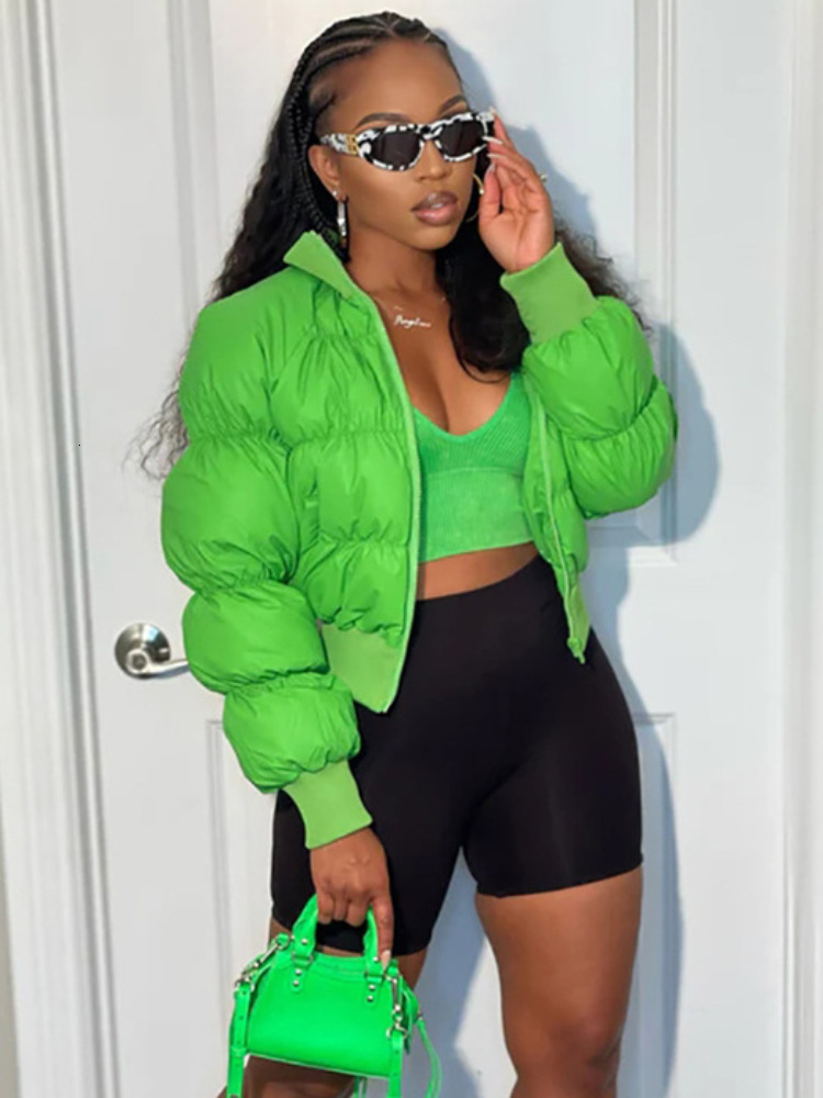 Women' Down Parkas escent Green Cotton padded Coats Autumn Winter Stand Collar Zipper Long Sleeve Short Puffer Jacket In Outerwear 221207
Women' Down Parkas escent Green Cotton padded Coats Autumn Winter Stand Collar Zipper Long Sleeve Short Puffer Jacket In Outerwear 221207