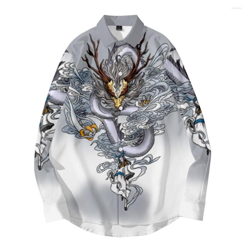 Men's Casual Shirts Loose Buttoned Turn-down Collar Tops Spring Autumn Men Long Sleeve Dragon Print, Style 1
Men's Casual Shirts Loose Buttoned Turn-down Collar Tops Spring Autumn Men Long Sleeve Dragon Print, Style 1