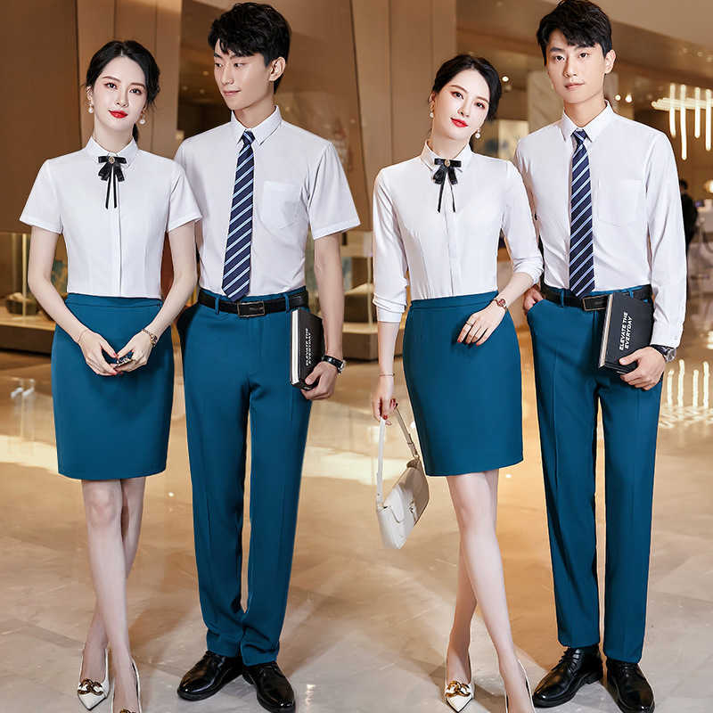 Work Clothes Our College Style Two-piece Suit for and Women Printed Profional Formal Dress White Casual Shirt Barbed Men, Short sleeved white blouse
Work Clothes Our College Style Two-piece Suit for and Women Printed Profional Formal Dress White Casual Shirt Barbed Men, Short sleeved white blouse
