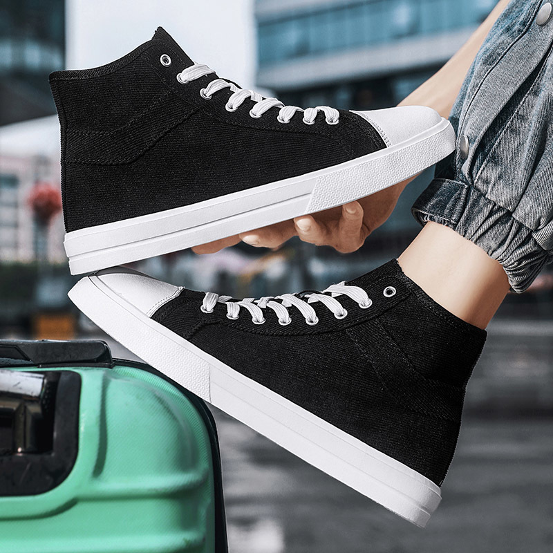Dress Shoes Men High Top Canvas Light Comfort Sneakers for Fashion Black Classic 221207